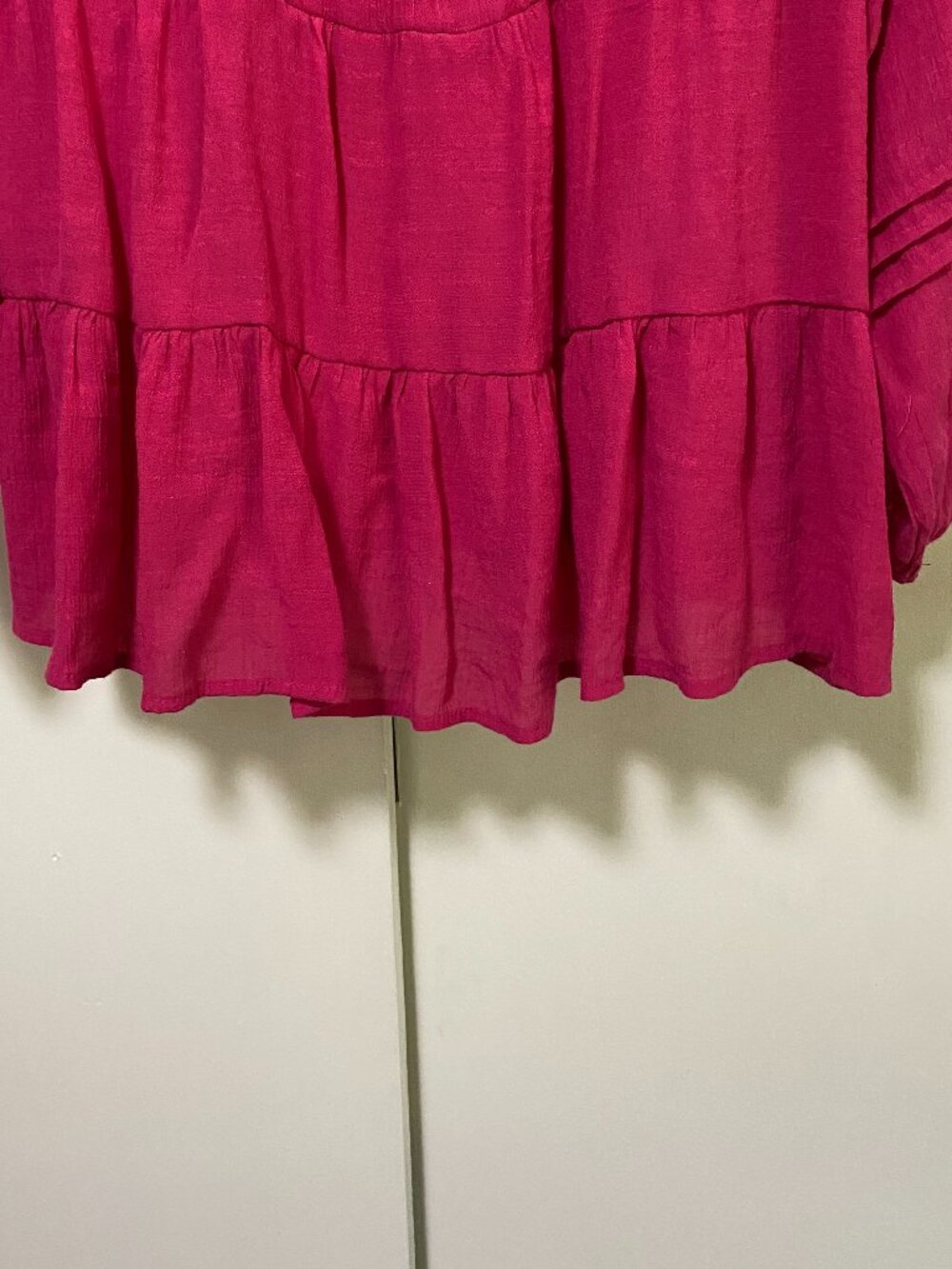 Zac & Rachel, woman, long puff sleeve, pink, Boho blouse, size 1X - Picture 6 of 11